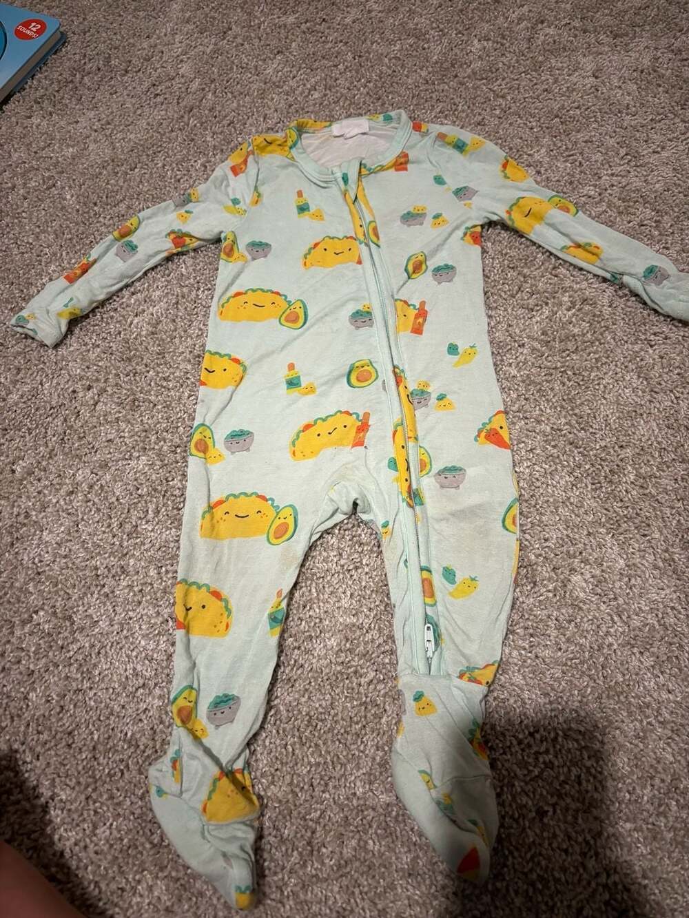 Angel Dear Footed Sleeper Size 3-6M Taco Avocado